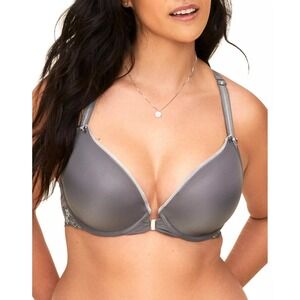 Adore Me Celebrena Women's Plus-Size Plunge Bra 40 DDD Dark Gray Front Close